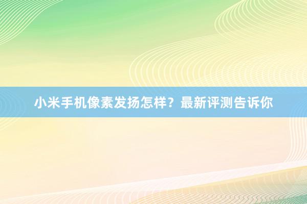 小米手机像素发扬怎样？最新评测告诉你