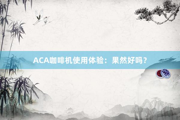 ACA咖啡机使用体验：果然好吗？