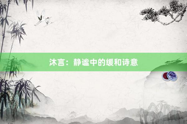 沐言：静谧中的缓和诗意